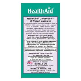 Emballage de HealthAid UltraProbio 100 Milliards 30 Capsules