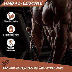 Emballage de HFELIZ HMB et Leucine avec informations nutritionnelles