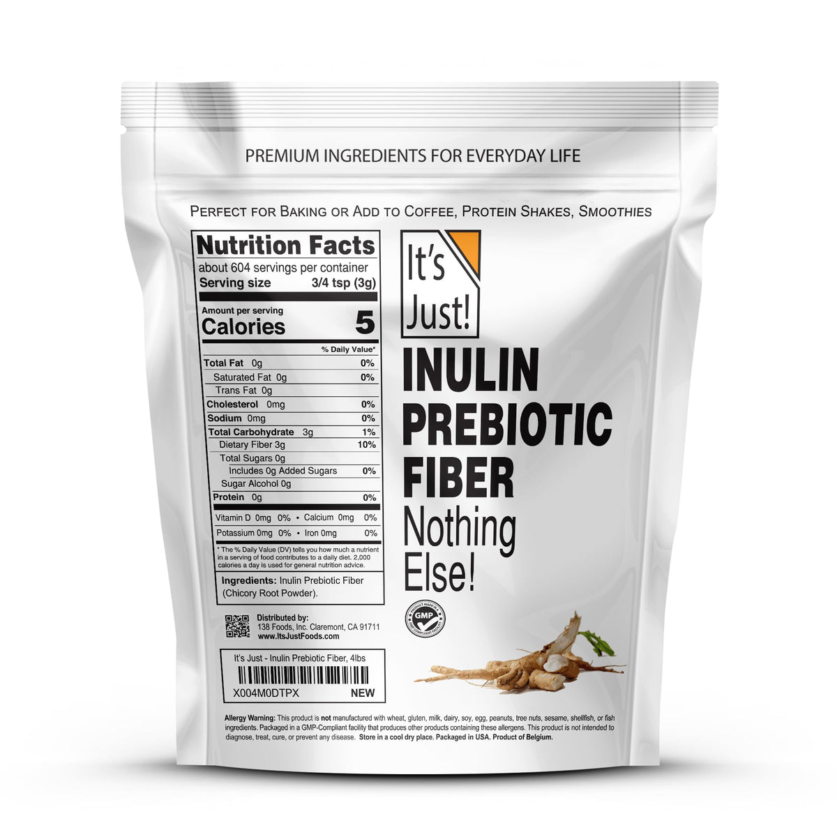 Emballage de It's Just! Inuline Prébiotique en Poudre 1842g