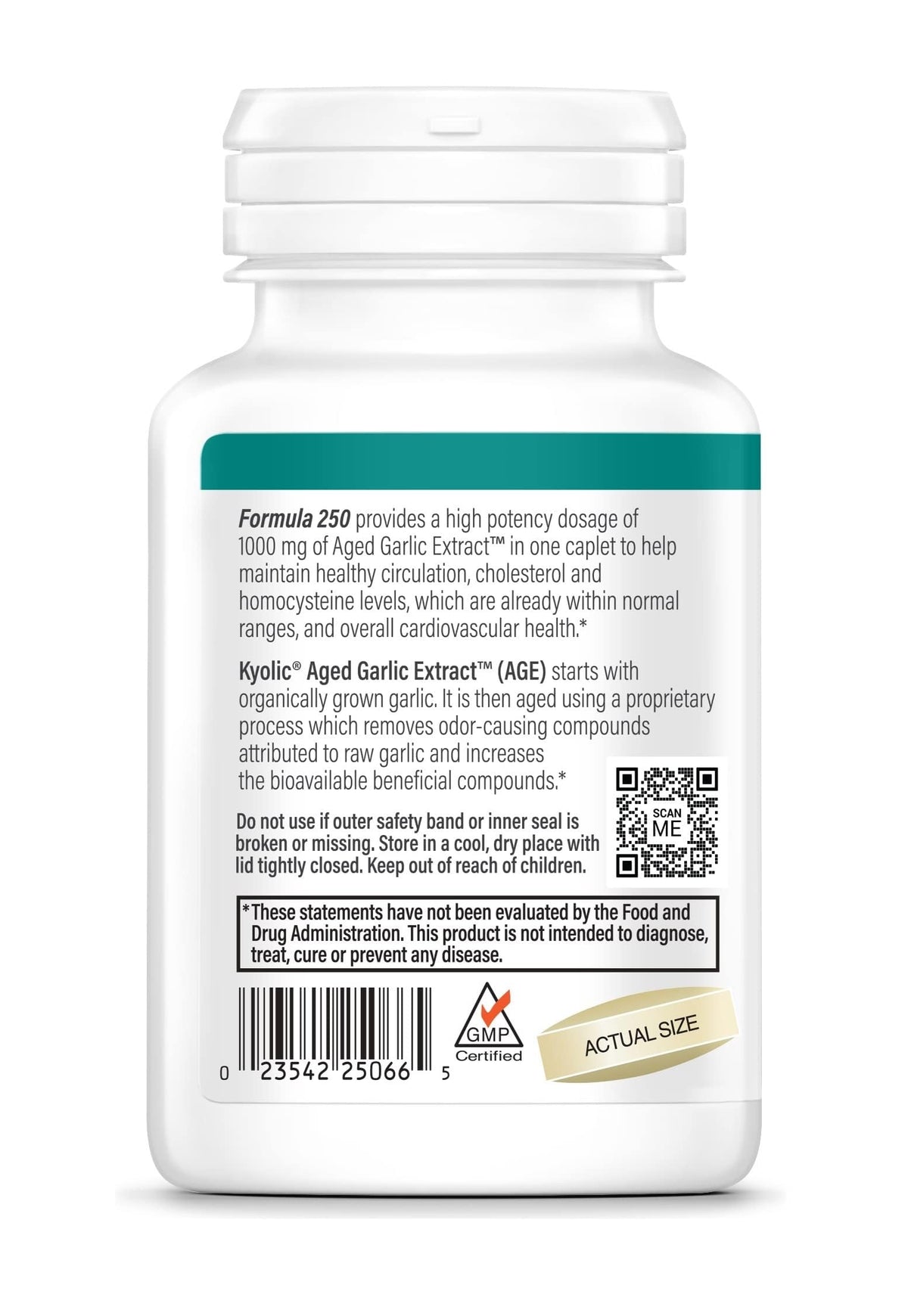 Emballage de Kyolic Aged Garlic Extract avec liste des ingrédients