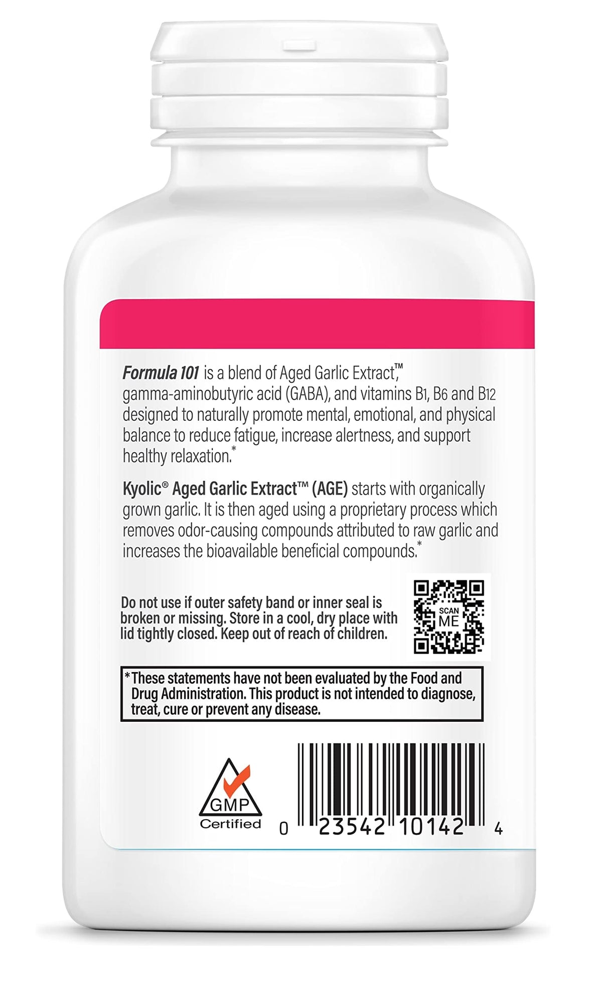 Emballage de Kyolic Extrait Aged Garlic 200 Capsules sur une surface blanche