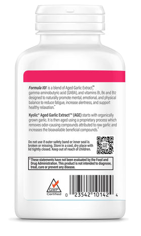 Emballage de Kyolic Extrait Aged Garlic 200 Capsules sur une surface blanche