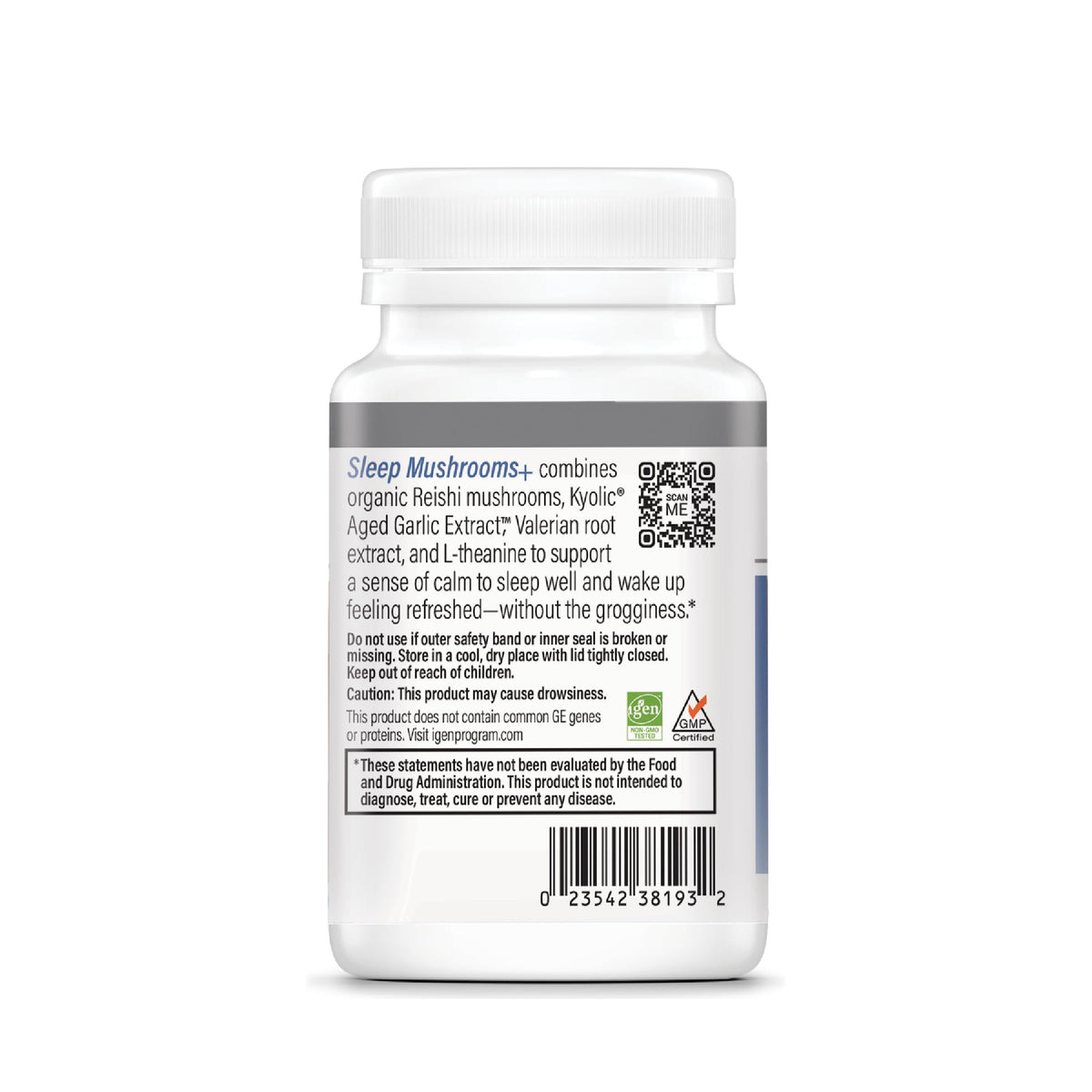 Emballage de Kyolic Sleep Mushrooms+ avec ingrédients