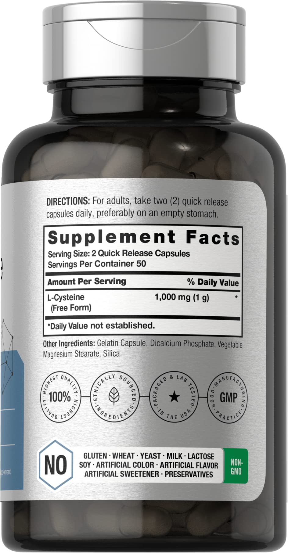 Emballage de L-Cystéine 1000mg Horbäach sur fond blanc