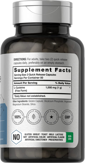 Emballage de L-Cystéine 1000mg Horbäach sur fond blanc