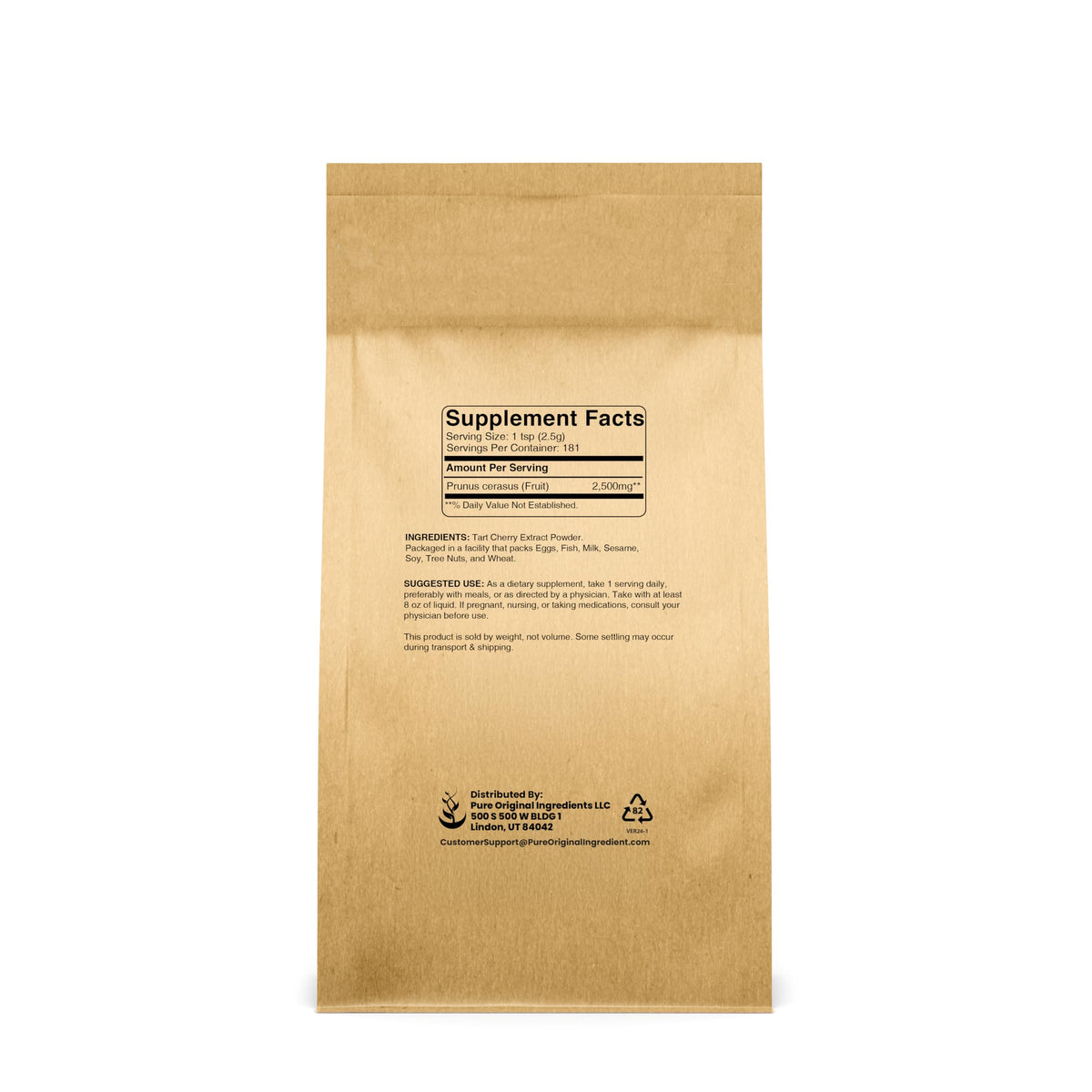 Emballage de l'extrait de cerise acide Pure Original Ingredients