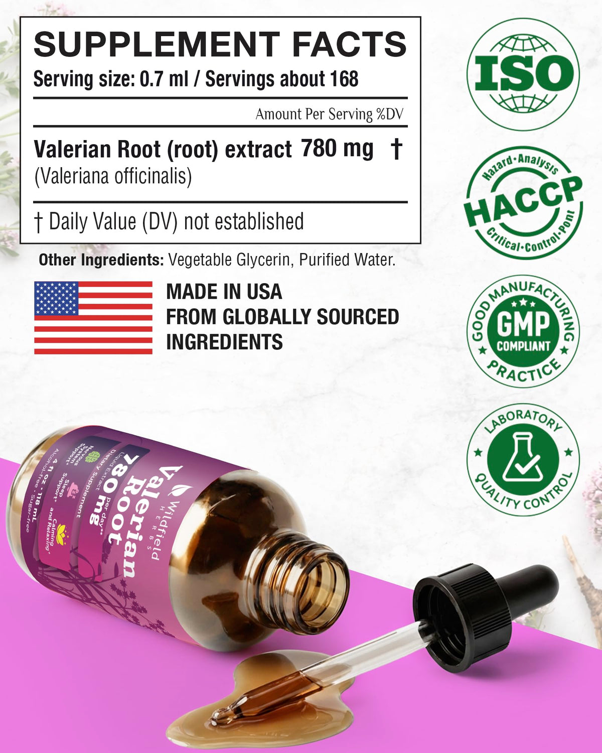 Emballage de l'extrait de racine de valériane WILDFIELD HERBS
