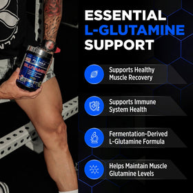 Emballage de L-Glutamine ALLMAX 400 g sur fond blanc