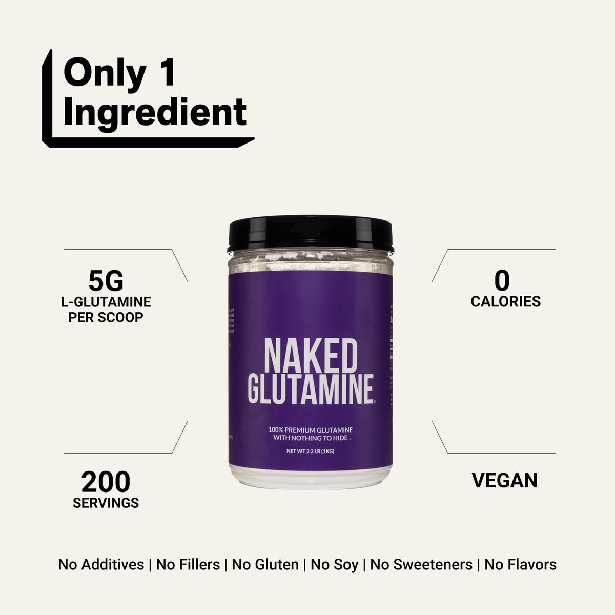 Emballage de L-Glutamine NAKED 1000g