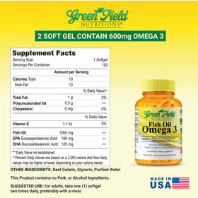 Emballage de l'Huile de Poisson Halal 1000mg GREEN FIELD NUTRITIONS