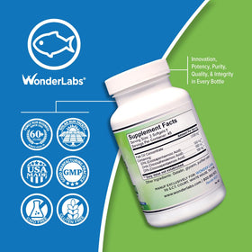Emballage de l'huile de poisson Wonder Laboratories 180 capsules