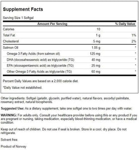 Emballage de l'huile de saumon vierge Swanson 1050 mg