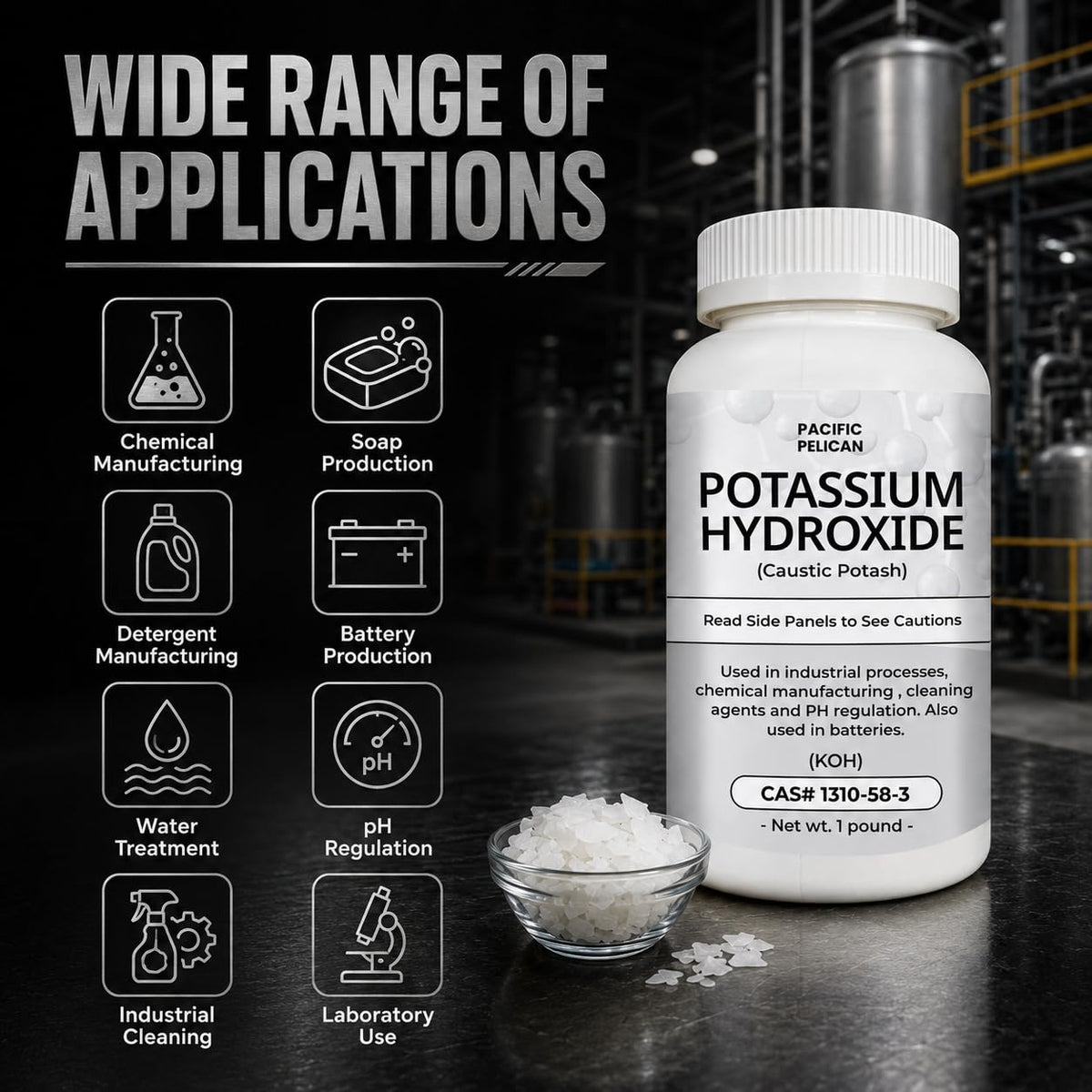 Emballage de l'hydroxyde de potassium Pacific Pelican
