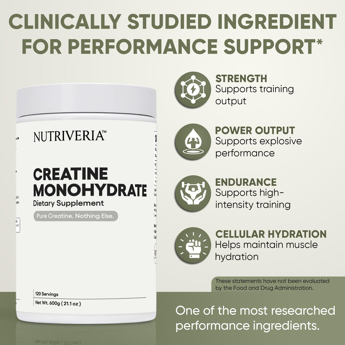 Emballage de la créatine monohydrate micronisée Nutriveria 600g