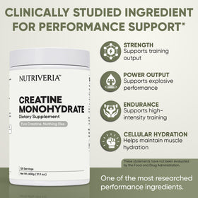 Emballage de la créatine monohydrate micronisée Nutriveria 600g