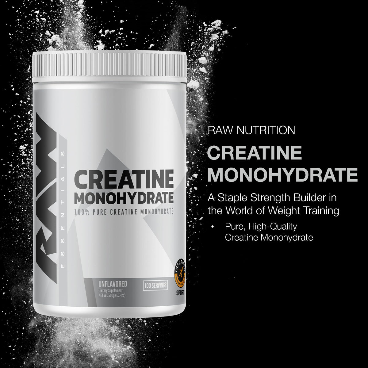 Emballage de la créatine monohydrate RAW 620g