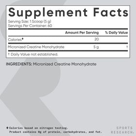 Emballage de la créatine monohydrate Sports Research 400g