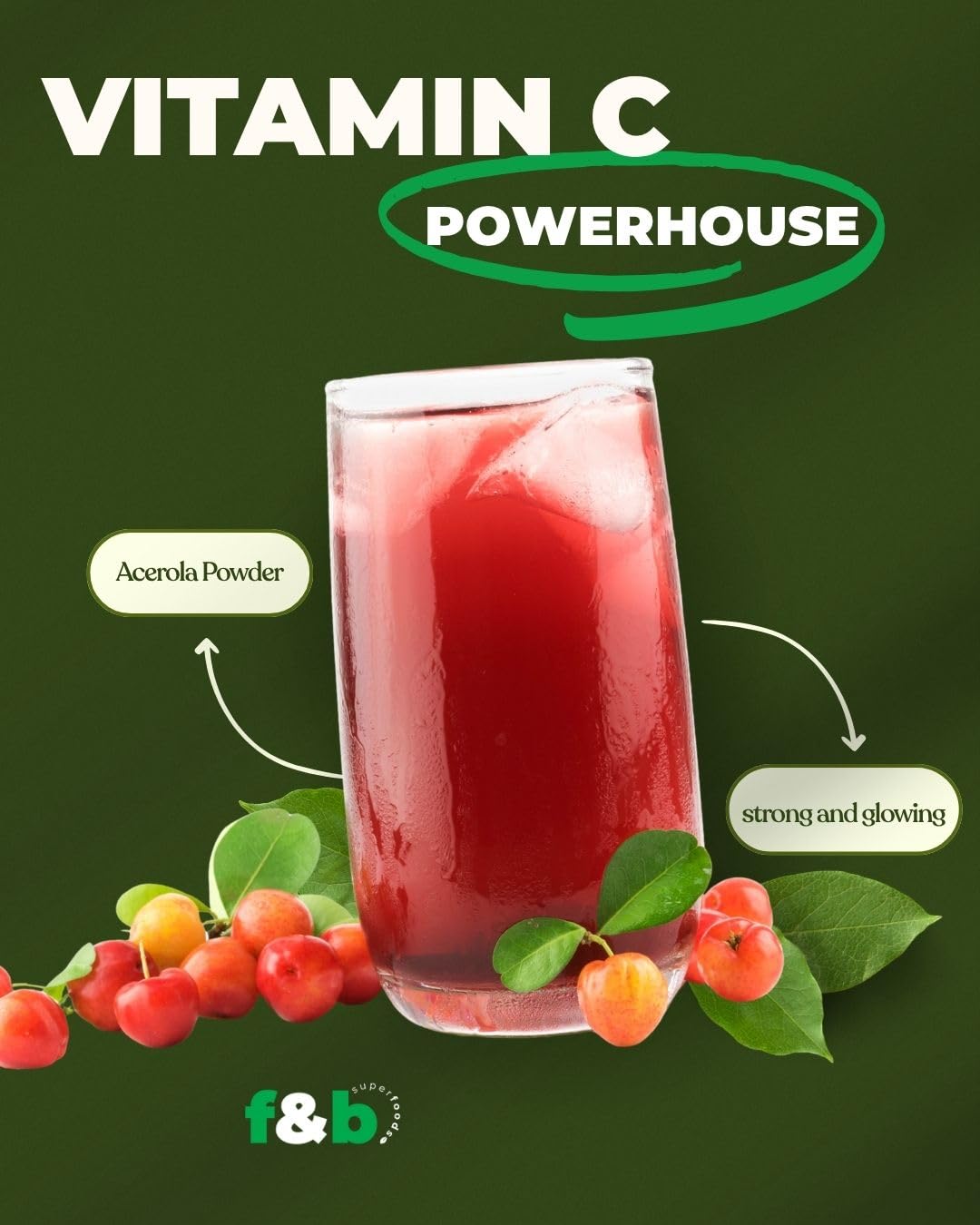 Emballage de la poudre d'acerola bio f&b superfoods