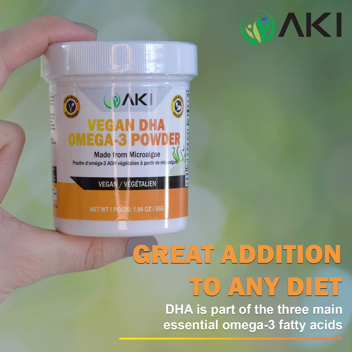Emballage de la poudre d'algues microbiennes Omega 3 DHA AKI ORGANIC