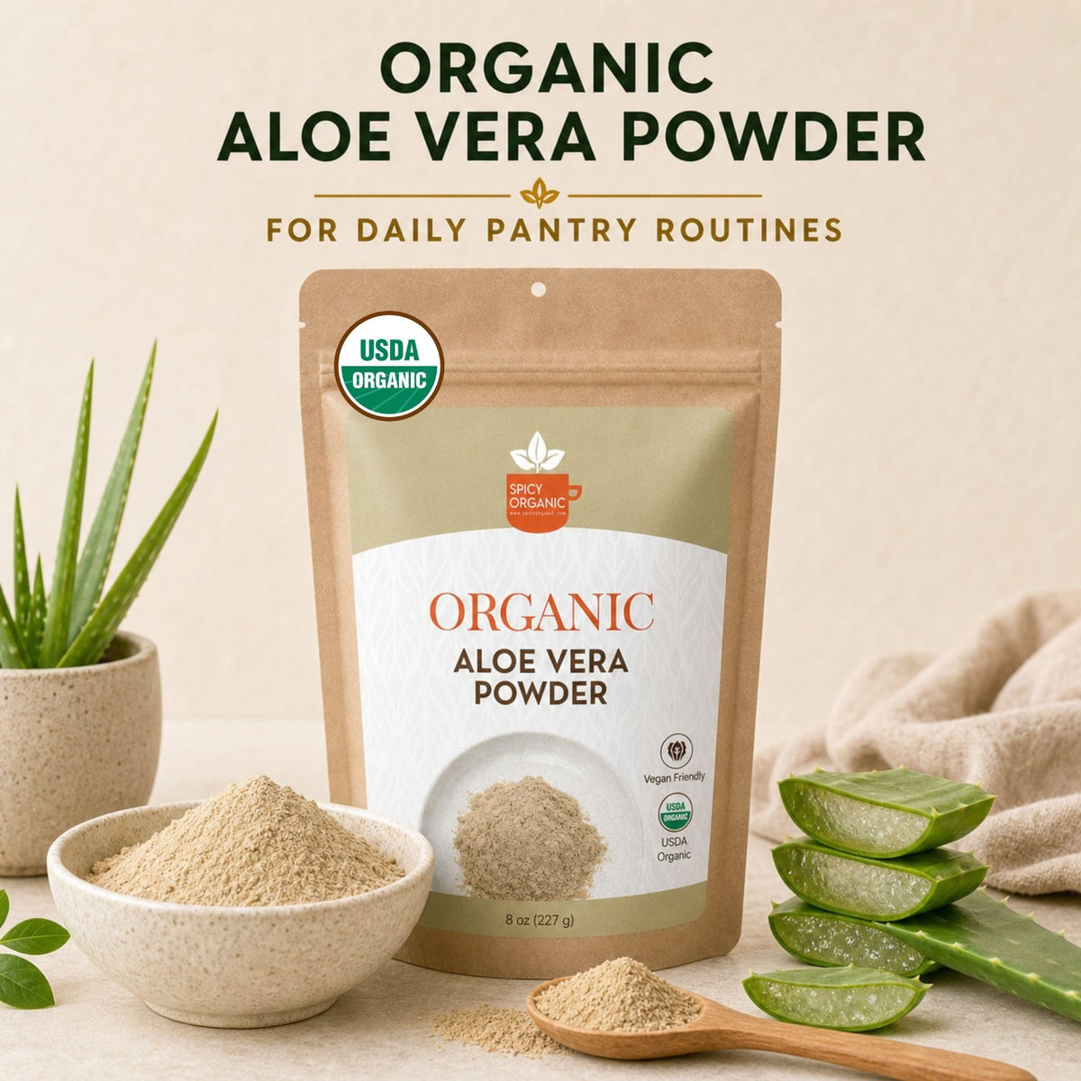 Emballage de la poudre d'Aloe Vera Bio SPICY ORGANIC