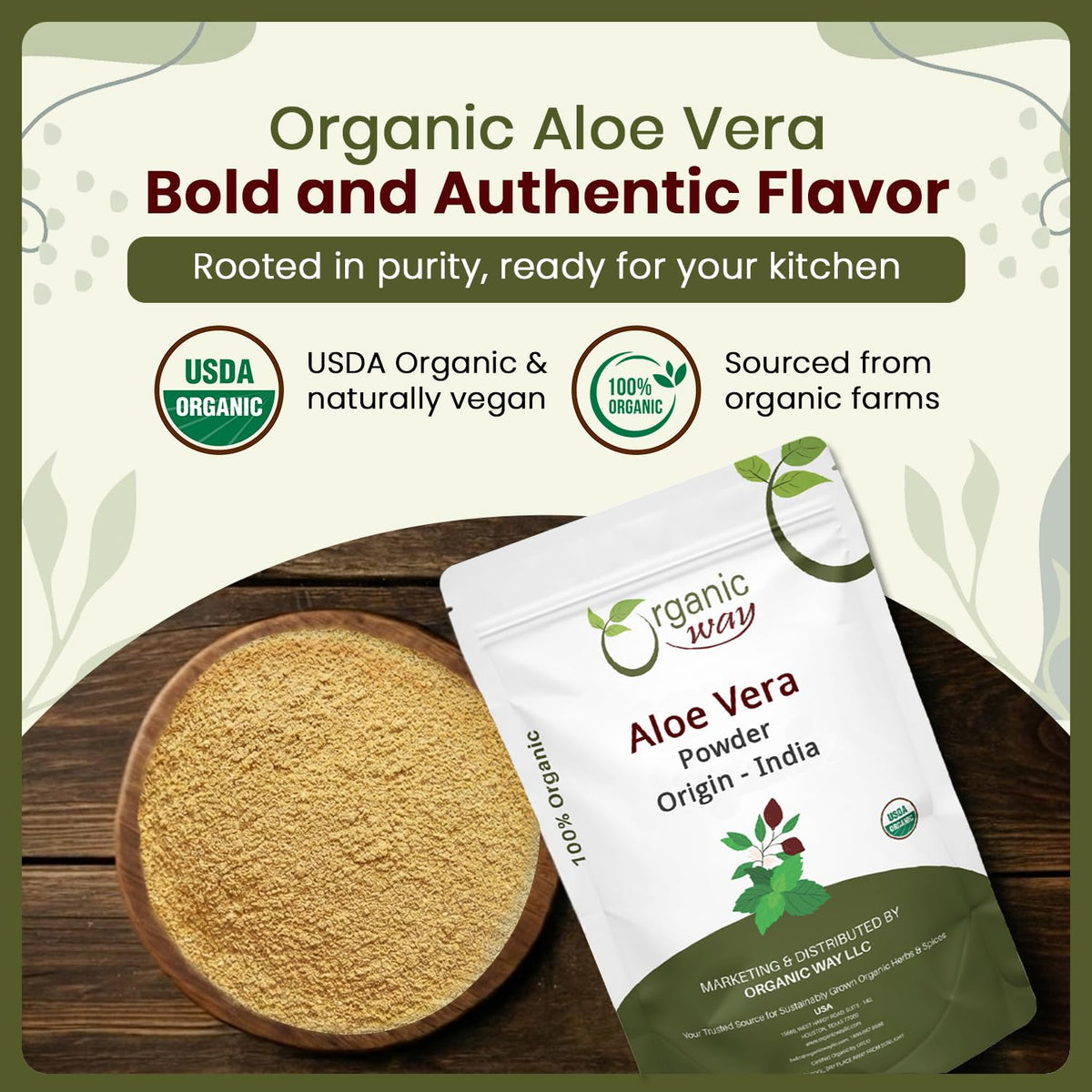 Emballage de la poudre d'aloe vera Organic Way 453g