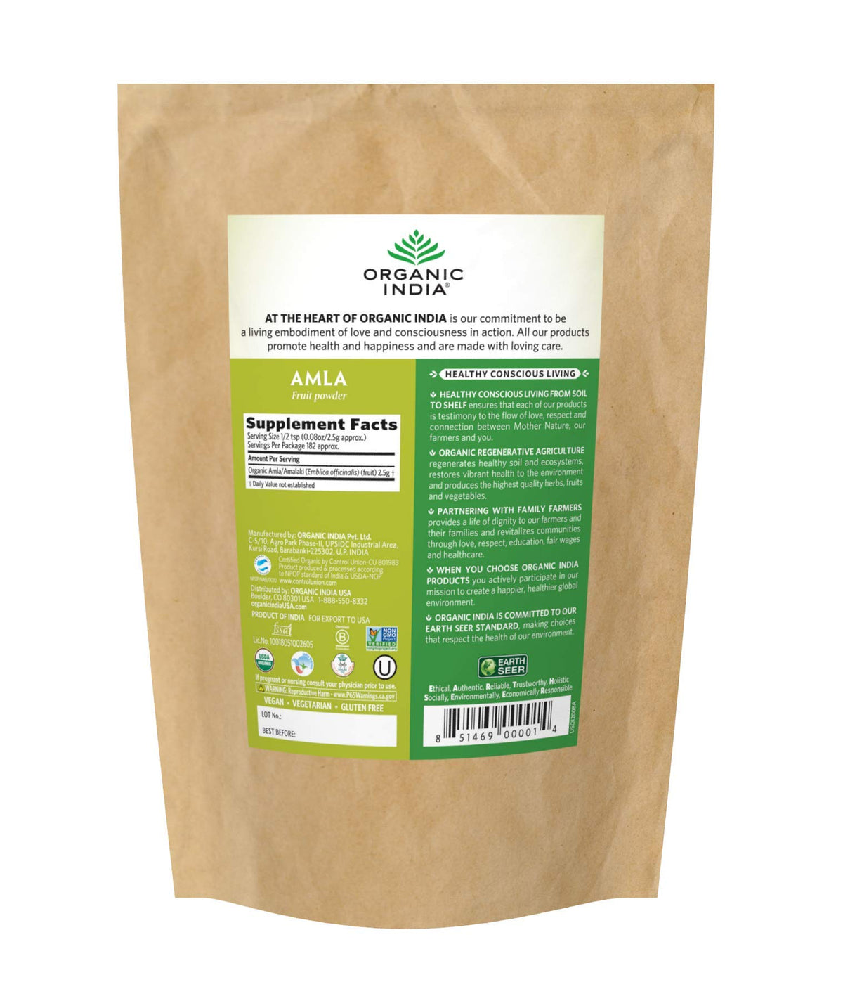 Emballage de la poudre d'Amla Bio ORGANIC INDIA 472g