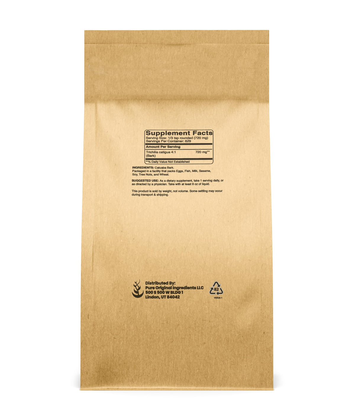 Emballage de la Poudre d'Extrait d'Écorce de Catuaba 475g