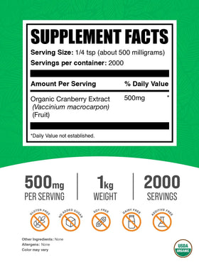 Emballage de la poudre d'extrait de canneberge BulkSupplements