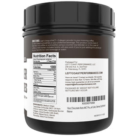 Emballage de la Poudre d'Huile MCT Chocolat 572g de Left Coast Performance