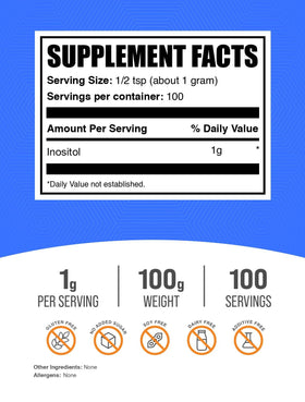 Emballage de la poudre d'inositol BulkSupplements 100g
