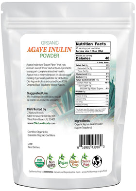 Emballage de la Poudre d'Inuline d'Agave Bio Z Natural Foods