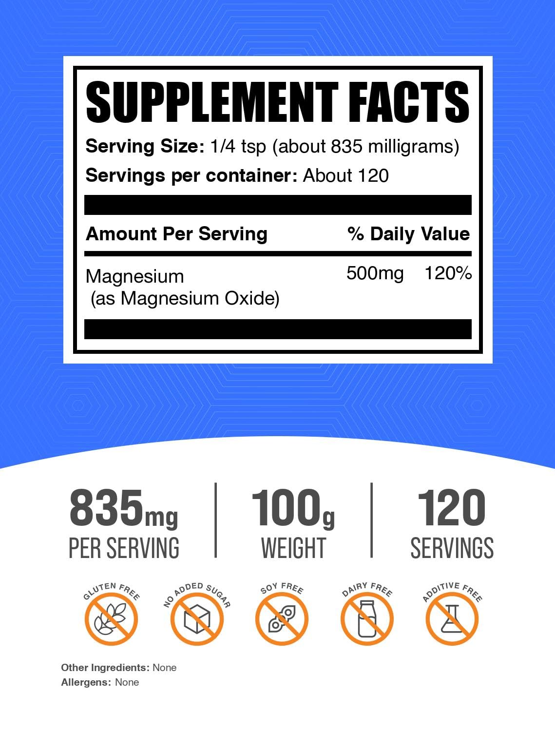 Emballage de la poudre d'oxyde de magnésium BulkSupplements