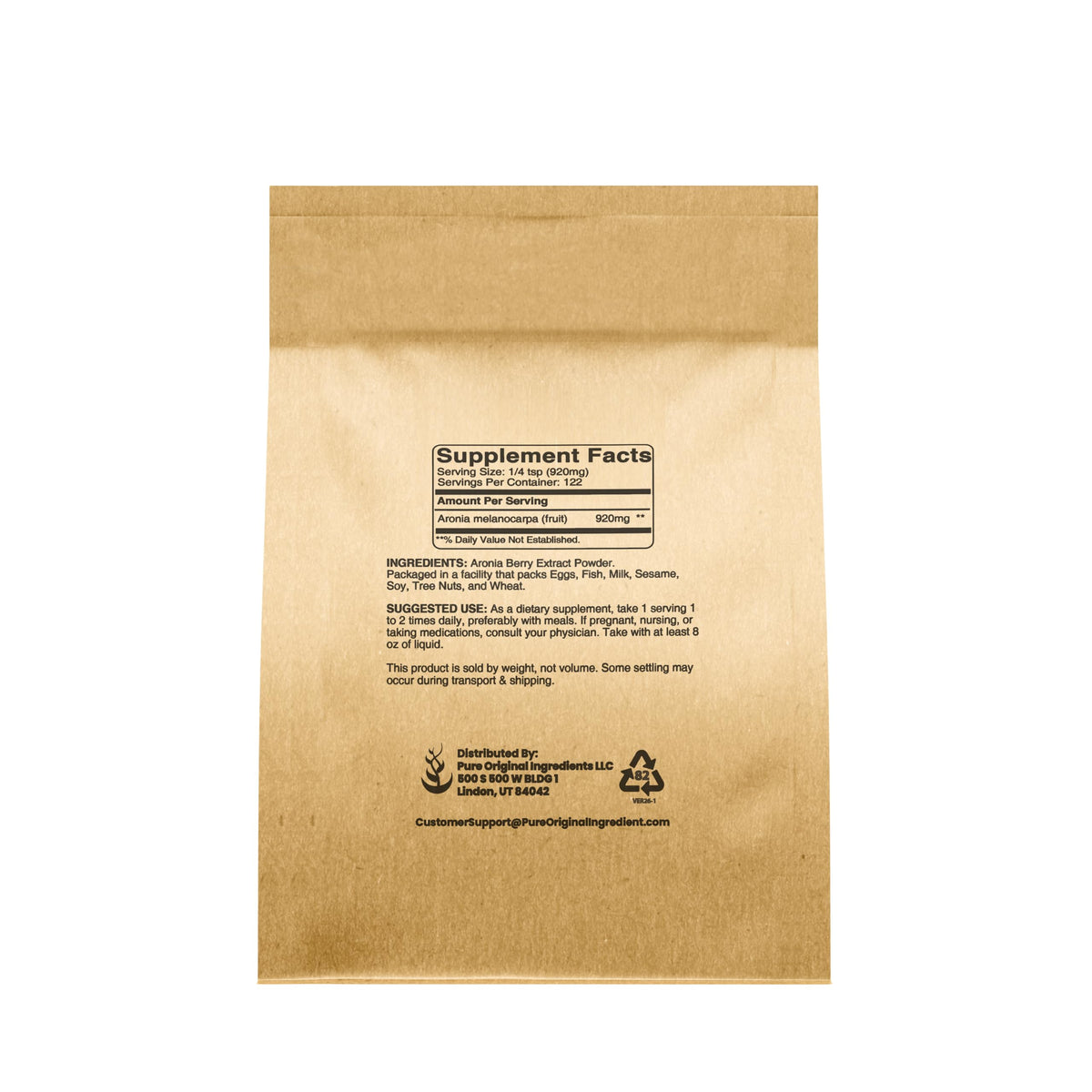 Emballage de la poudre de baies d'Aronia PURE ORIGINAL INGREDIENTS