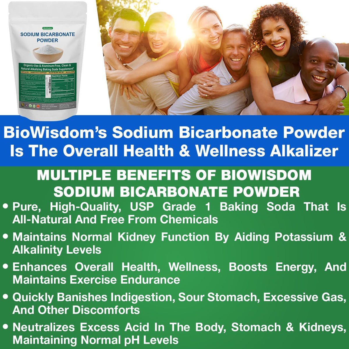 Emballage de la poudre de bicarbonate de sodium BioWisdom