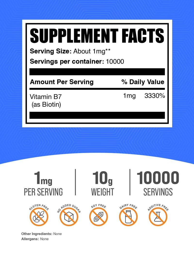 Emballage de la poudre de biotine BulkSupplements