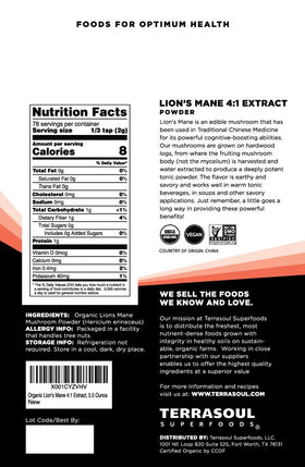 Emballage de la Poudre de Champignon Lion's Mane Terrasoul Superfoods