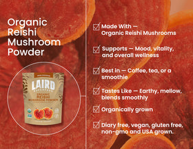 Emballage de la poudre de champignon Reishi bio Laird Superfood