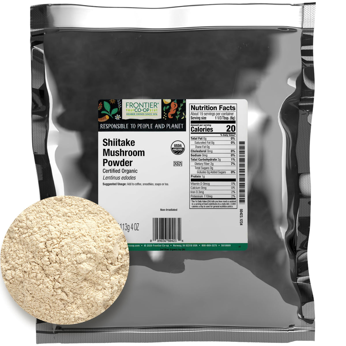 Emballage de la Poudre de Champignon Shiitake Bio Frontier Co-op