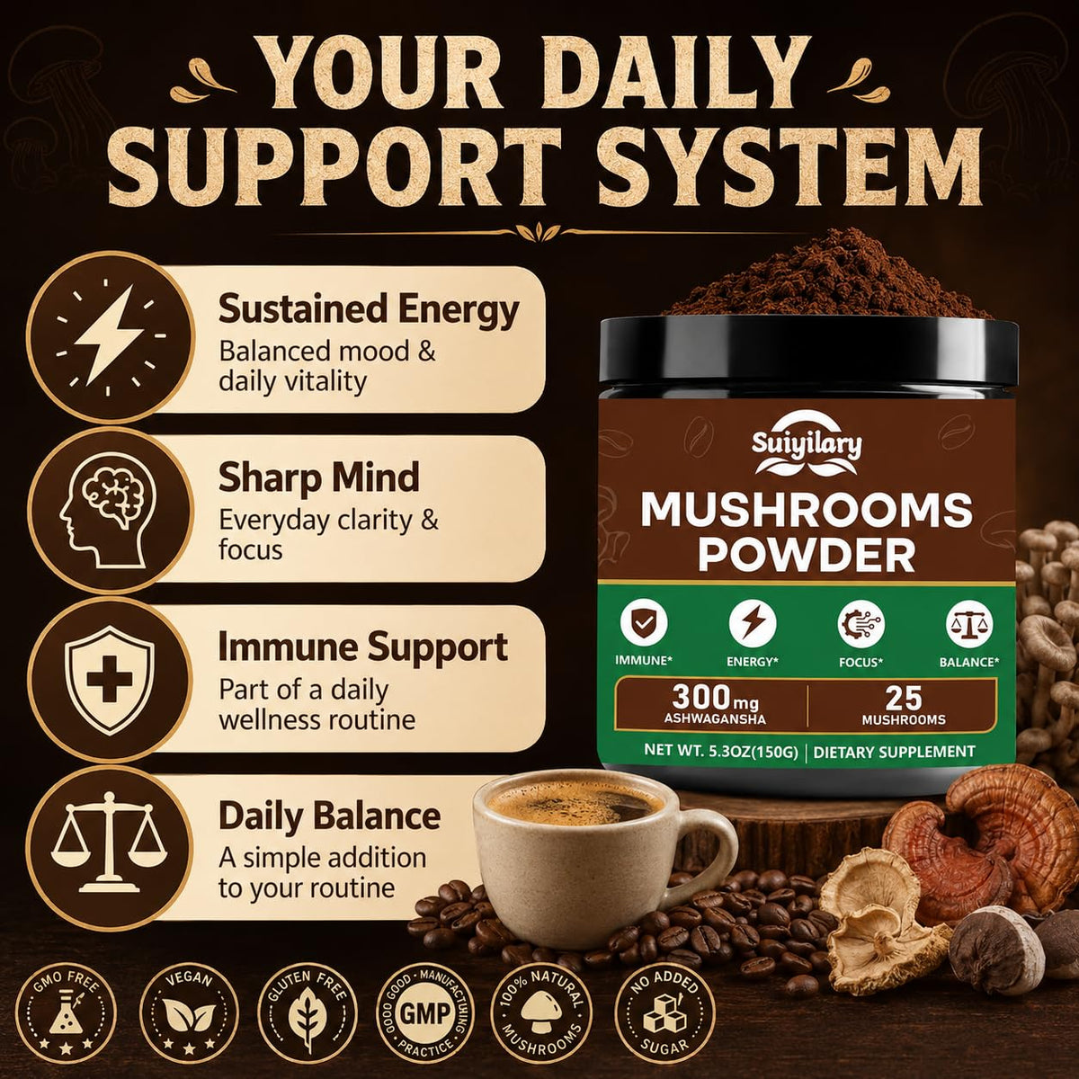 Emballage de la poudre de champignon Suiyilary 25 en 1
