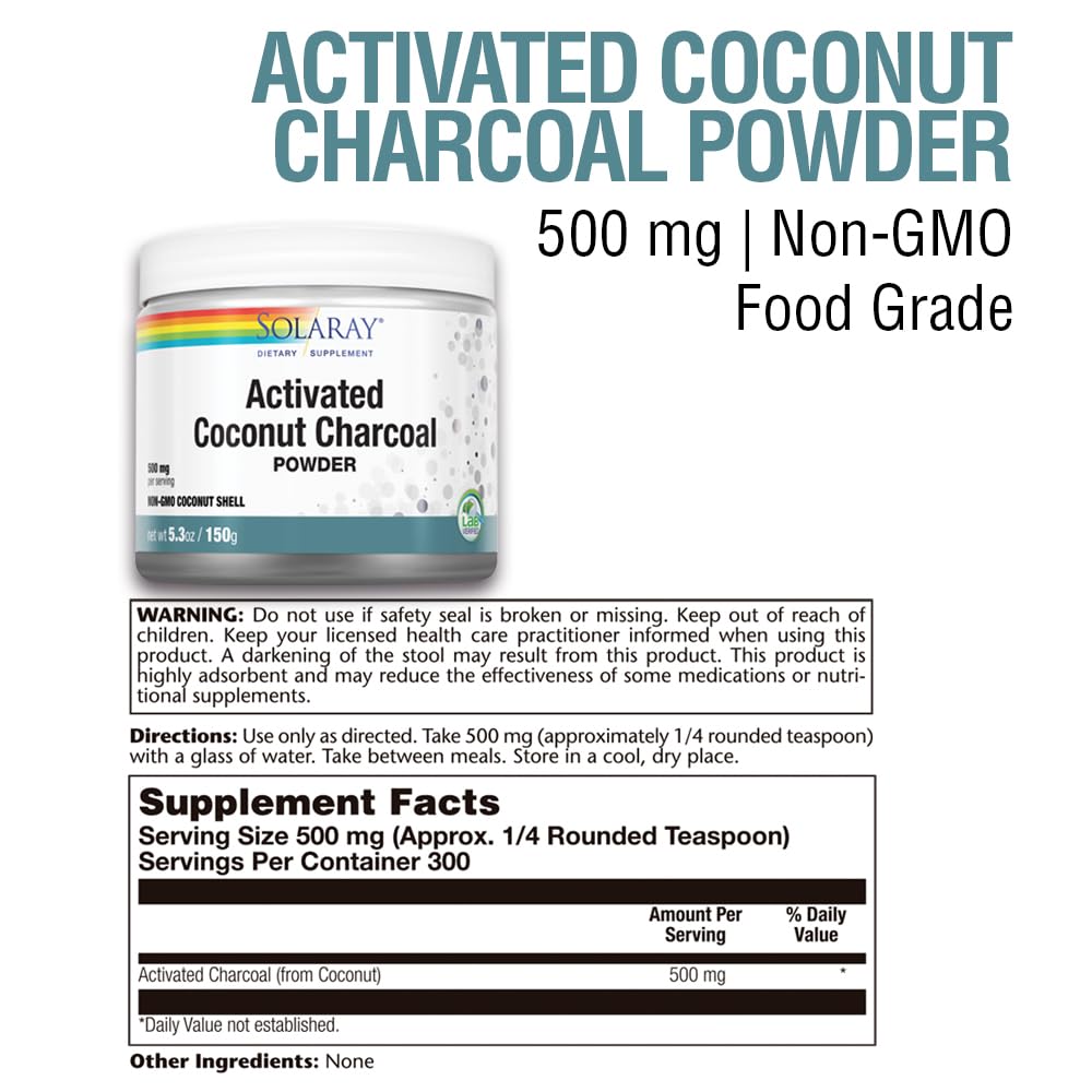 Emballage de la poudre de charbon actif de coco SOLARAY