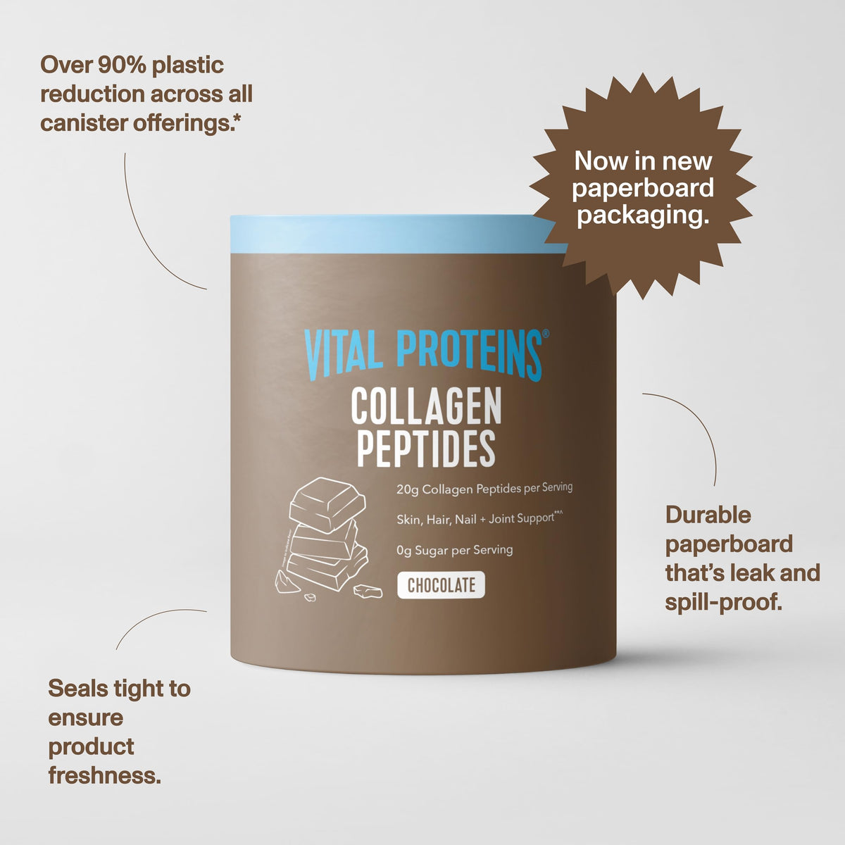 Emballage de la poudre de collagène chocolat Vital Proteins