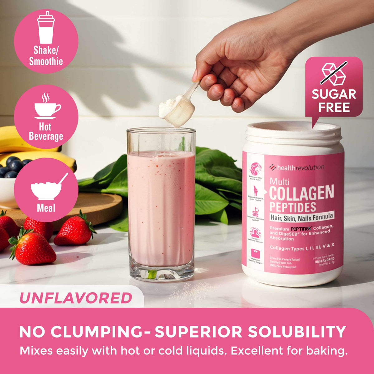Emballage de la poudre de collagène Health Revolution