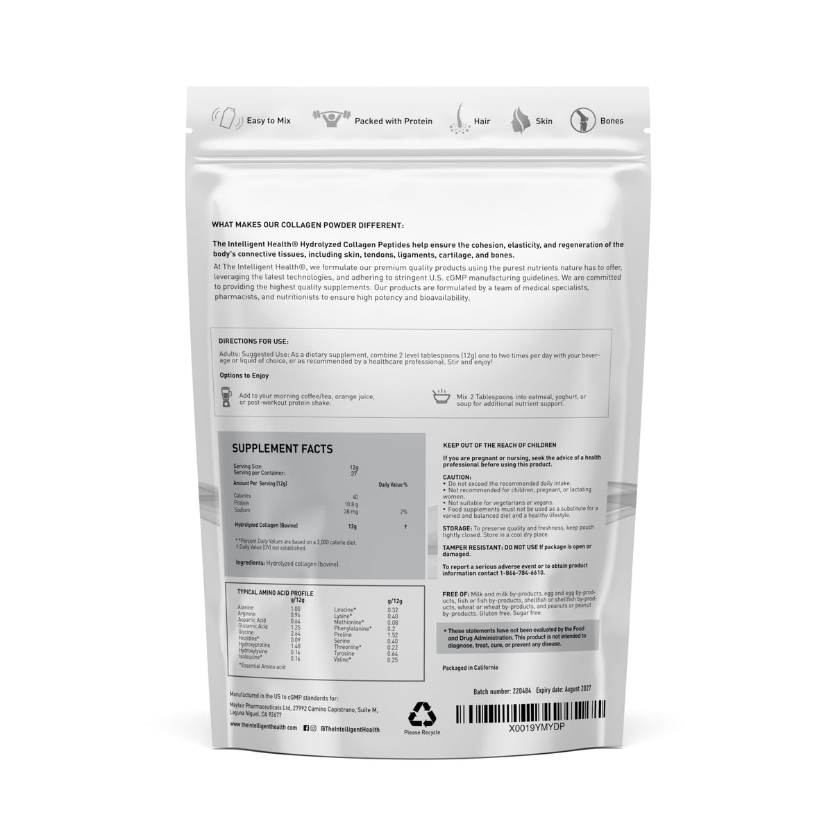 Emballage de la Poudre de Collagène Hydrolysé Bovin 2Kg