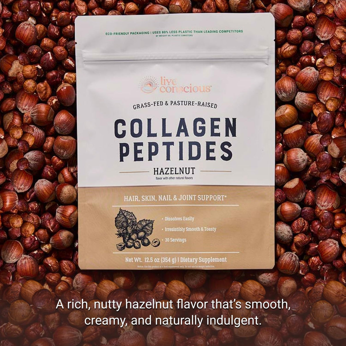 Emballage de la poudre de collagène Live Conscious avec étiquette