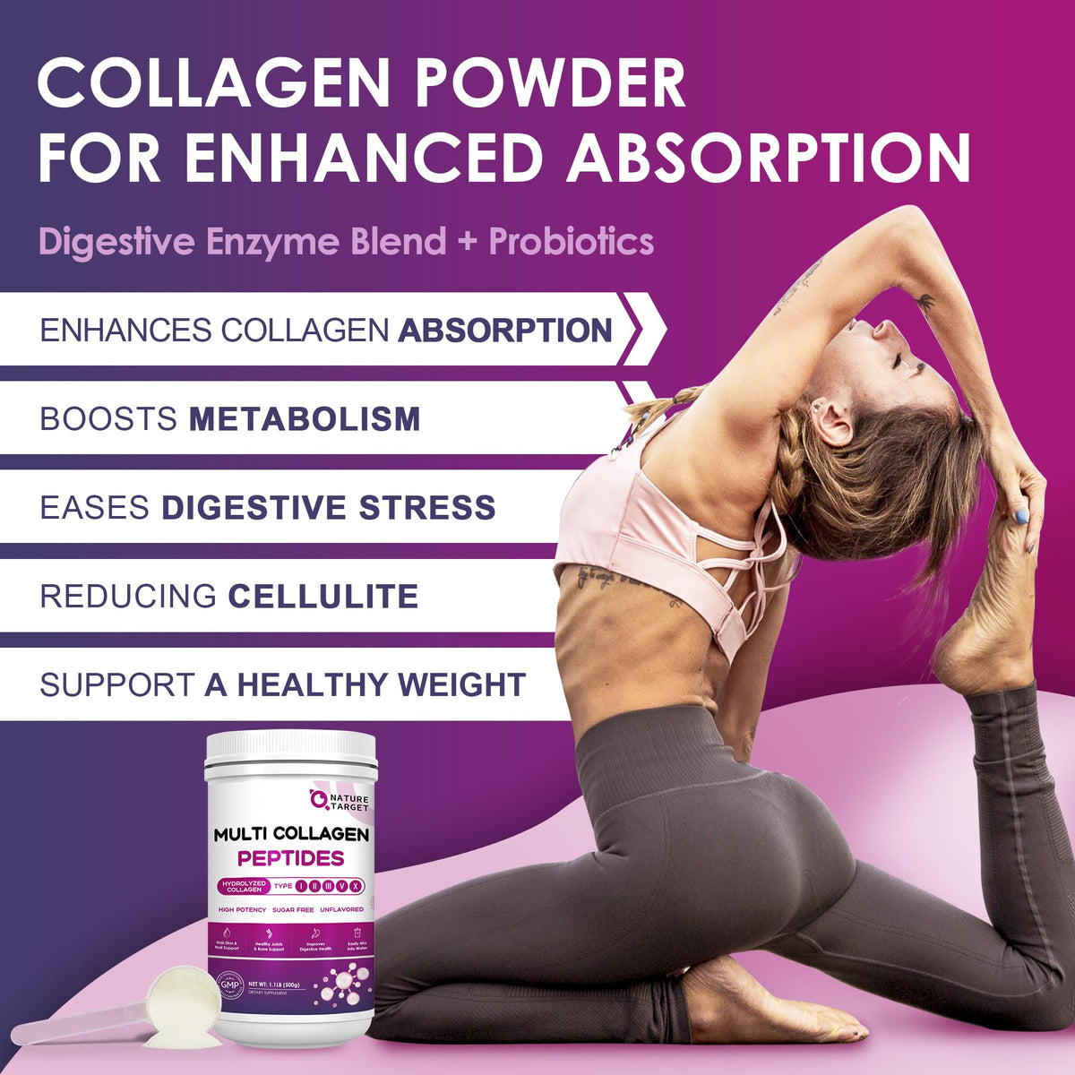 Emballage de la poudre de collagène Multi Peptides NATURE TARGET