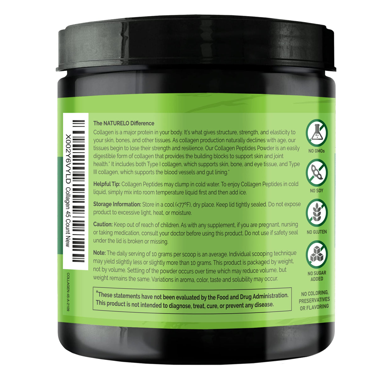 Emballage de la poudre de collagène NATURELO 572g