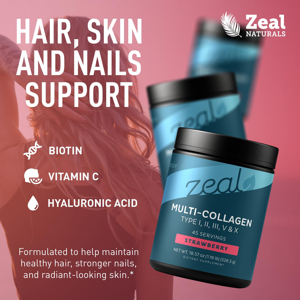 Emballage de la poudre de collagène Zeal Naturals