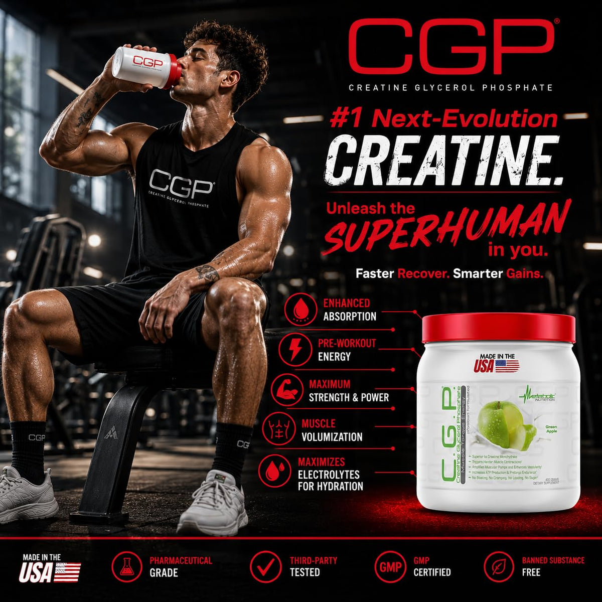 Emballage de la poudre de créatine micronisée a balanced routine Nutrition