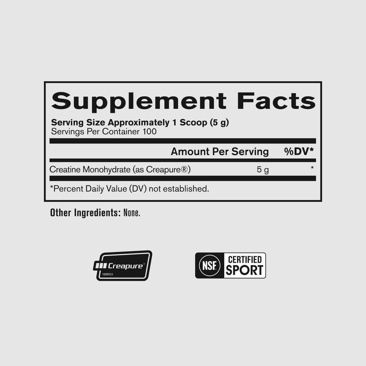 Emballage de la poudre de créatine monohydrate BARE PERFORMANCE NUTRITION