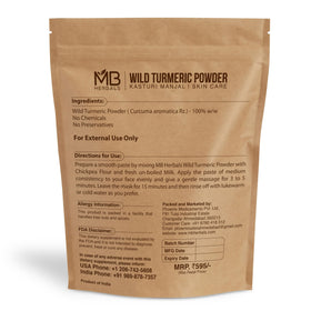 Emballage de la Poudre de Curcuma Sauvage MB Herbals 472g